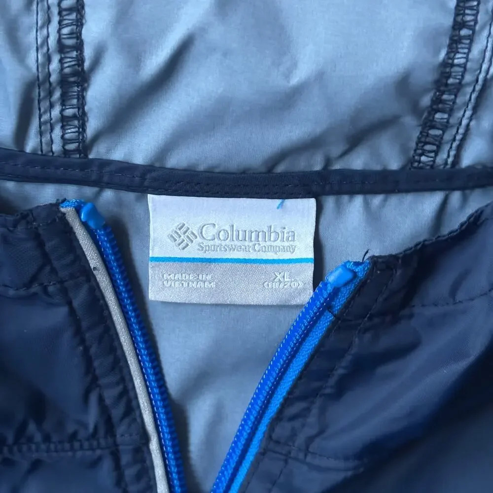 Blue Navy XL Windbreaker Jacket Full Zip Colorblock Athletic Hooded Sportswear